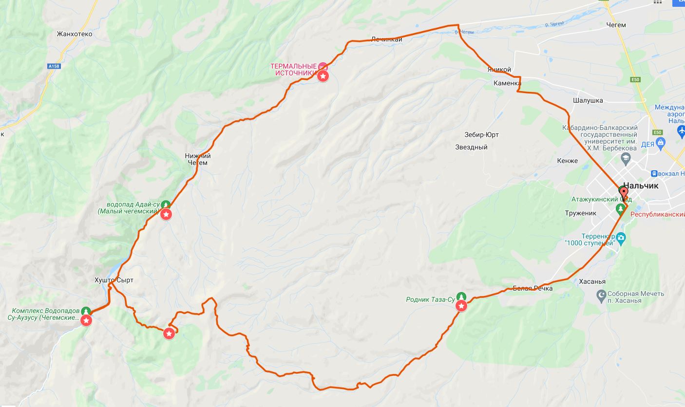 Карта маршрутов в приэльбрусье