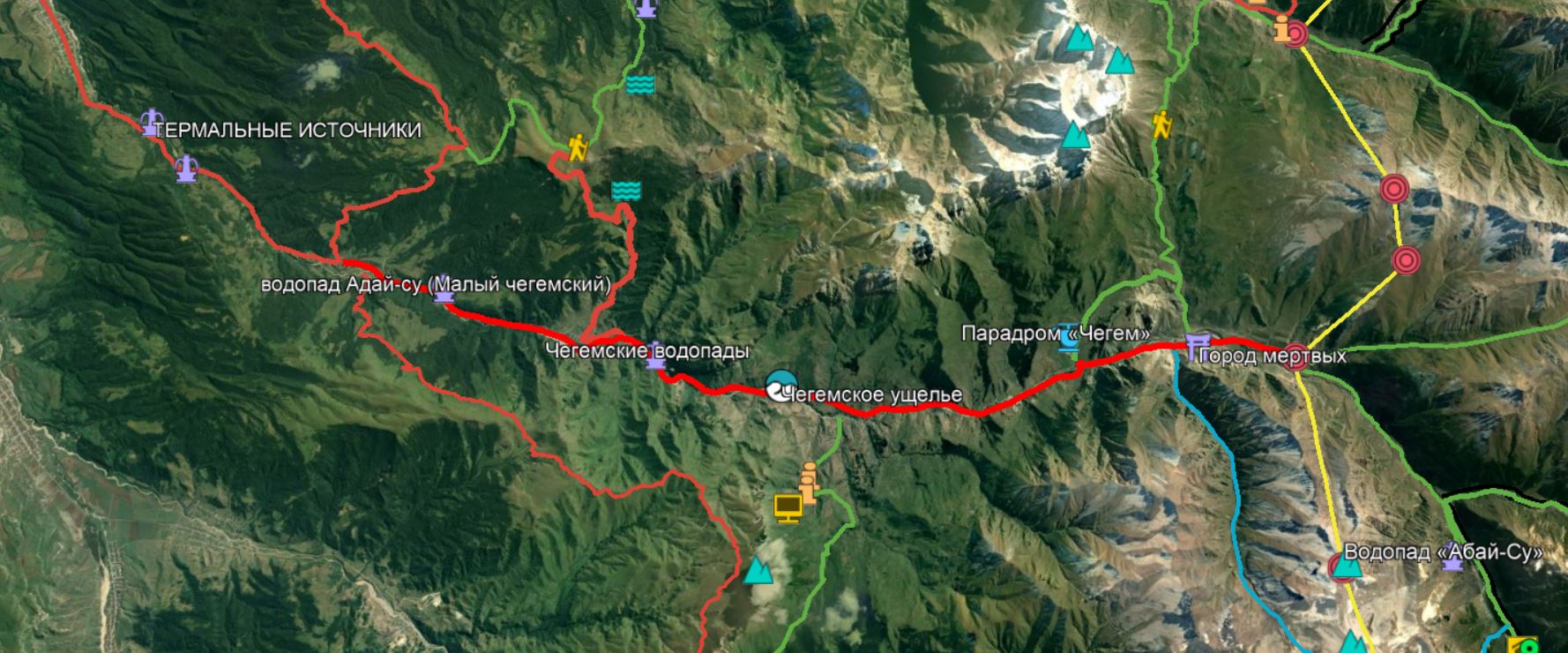 Чегемские водопады карта