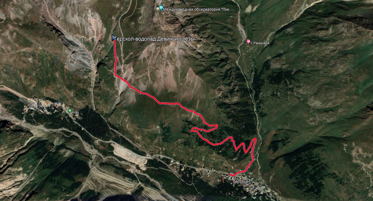 Терскол водопад девичьи косы маршрут