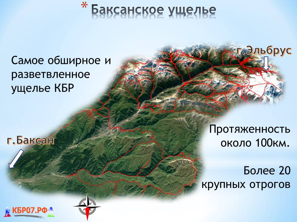 Карта маршрутов в приэльбрусье