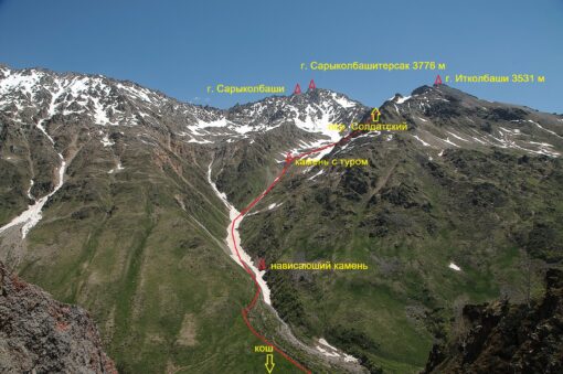 Маршрут на вершину САРЫКОЛБАШИТЕРСАК 1Б к.с.